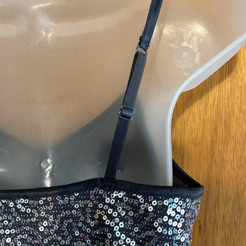 Express Dark Grey Sequin Adjustable Spaghetti Str… - image 4